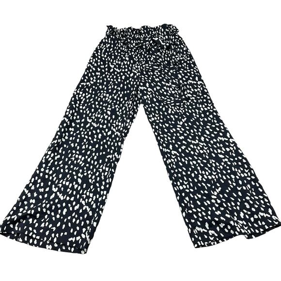 Lulu's Pants - LULUS Black White Dotted Patterned Paperbag Pants‎ Women's Size Small Flowy Boho